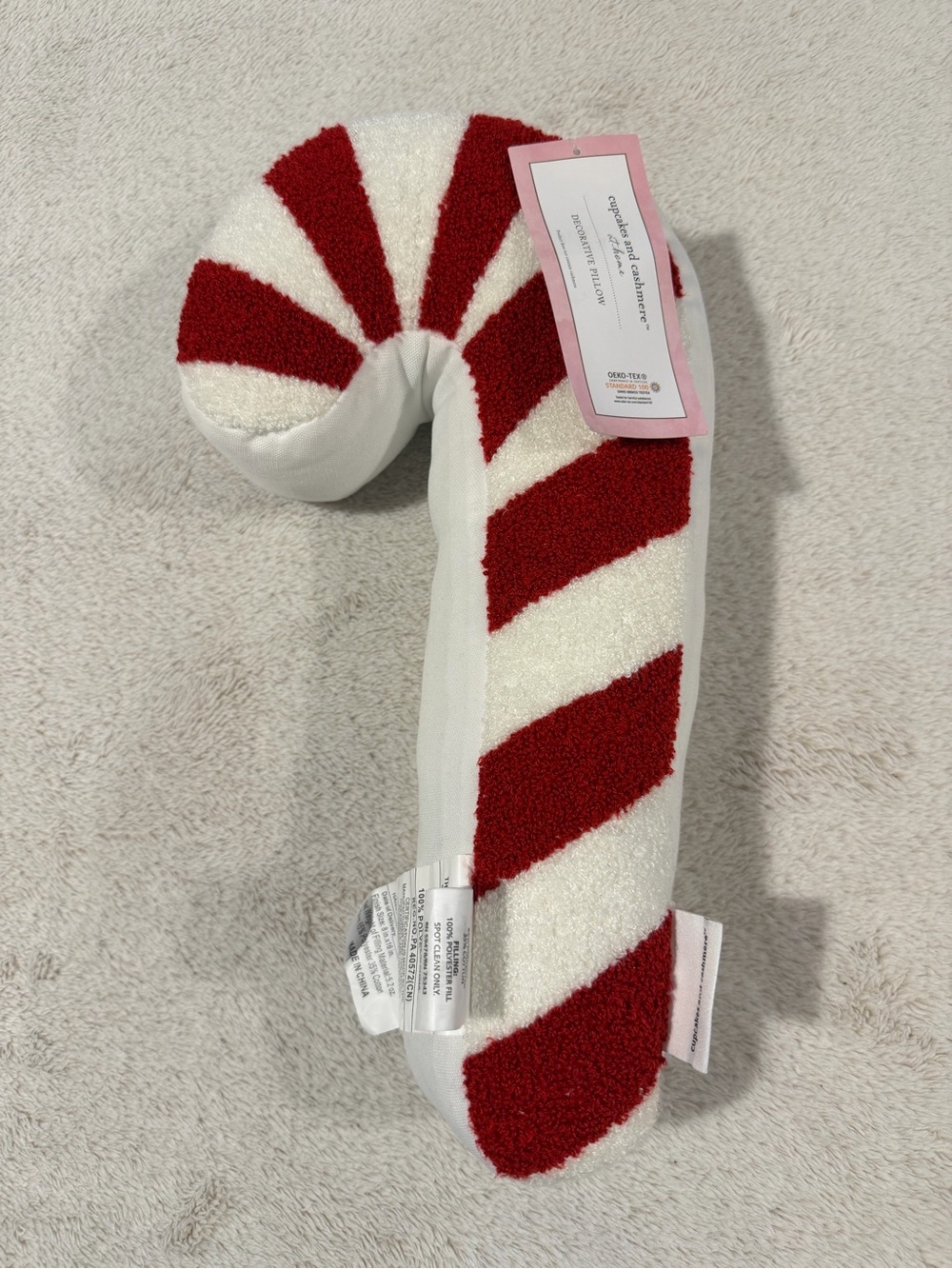 NWT cupcakes and cashmere candy cane christmas pillow